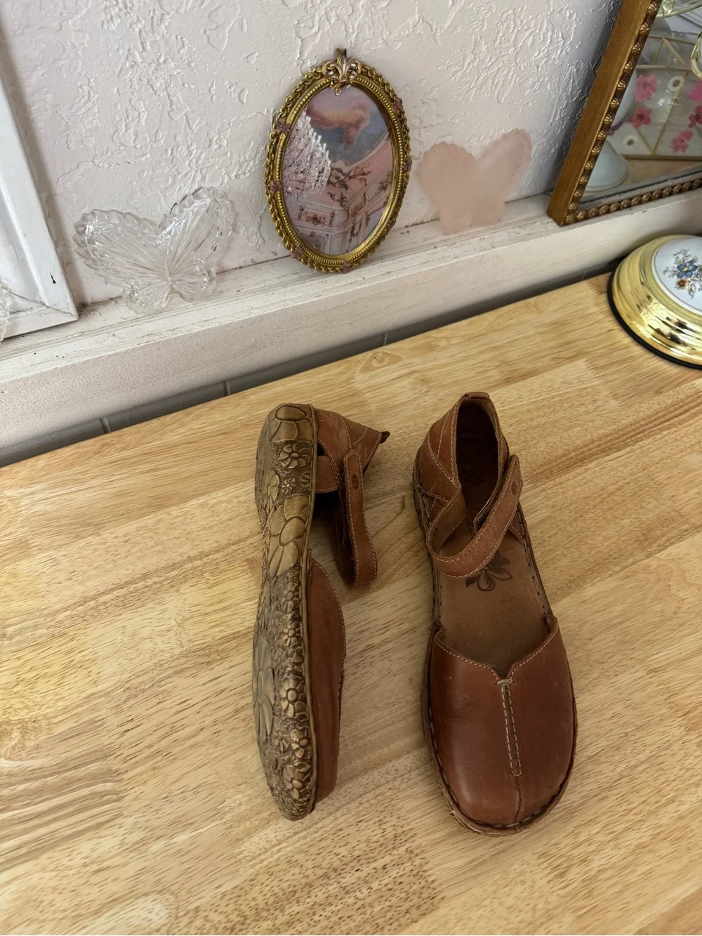 Josef Seibel Brown Leather Mary Jane Comfort Flats EU 39 Minimalist Classic
